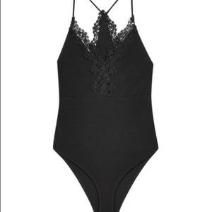 Topshop Lace Trim Strappy Bodysuit